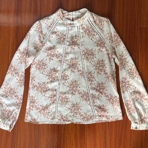 June & Hudson Cream Floral Long Sleeve Blouse